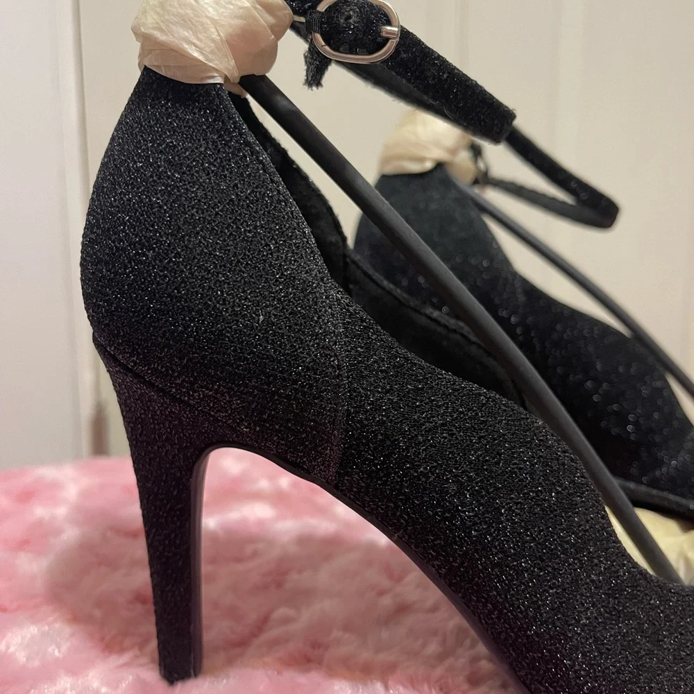 Elegant Black Glitter Heels